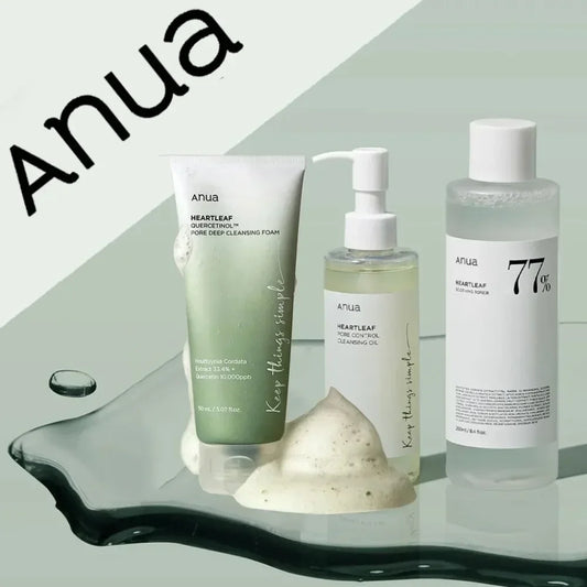 Anua Skin Care Set Heartleaf  77% Toner Deep Cleansing Oil Remove Cosmetic Face Cleanser Skincare Products Original