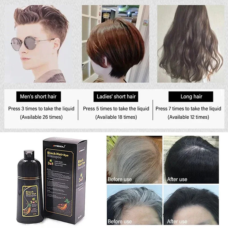 Meidu 3 In 1 Instant Coloring Shampoo Natural .
