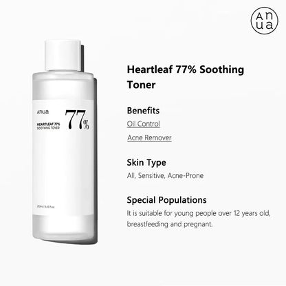 Anua Skin Care Set Heartleaf  77% Toner Deep Cleansing Oil Remove Cosmetic Face Cleanser Skincare Products Original