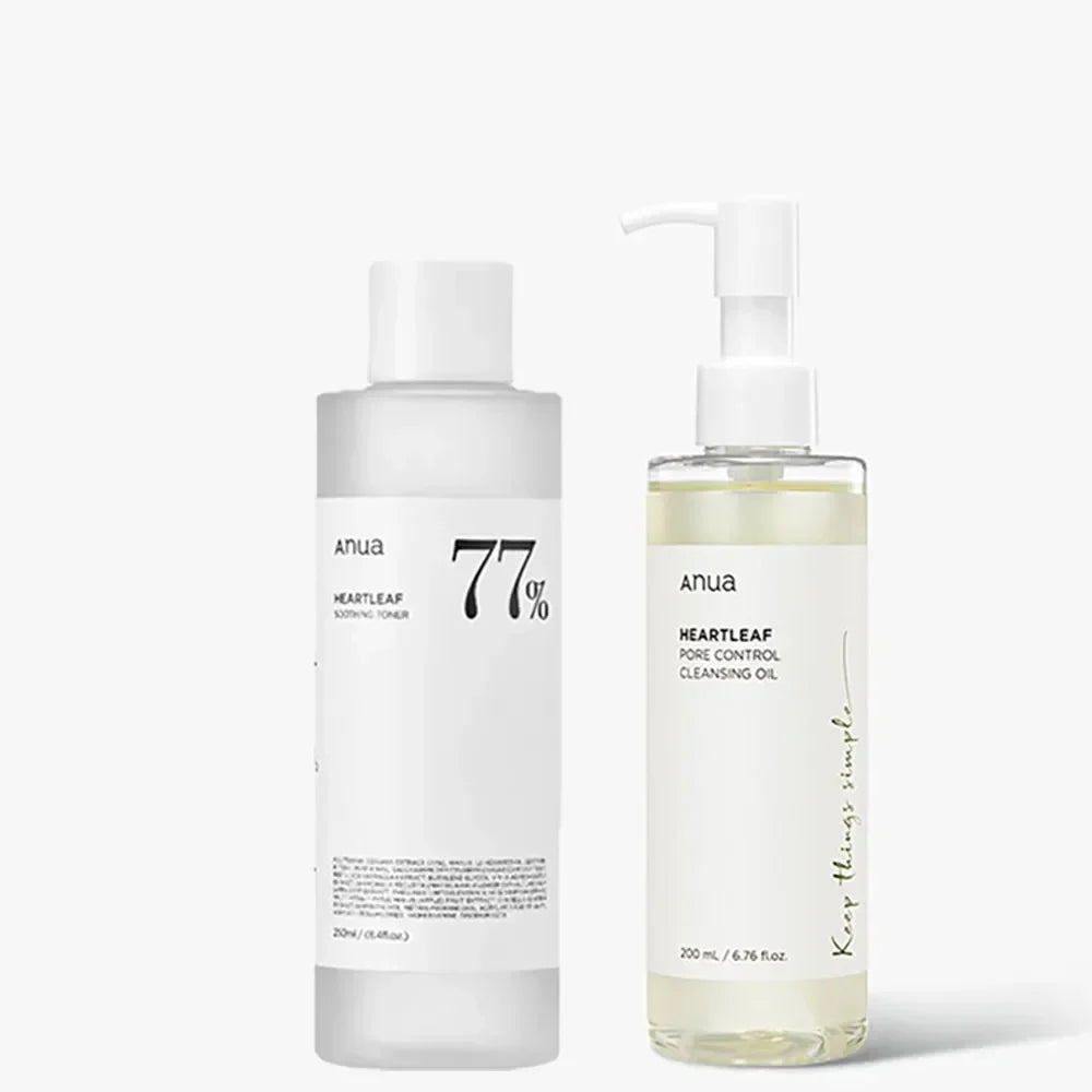 Anua Skin Care Set Heartleaf  77% Toner Deep Cleansing Oil Remove Cosmetic Face Cleanser Skincare Products Original