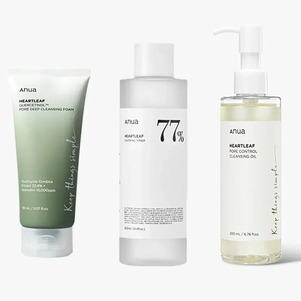Anua Skin Care Set Heartleaf  77% Toner Deep Cleansing Oil Remove Cosmetic Face Cleanser Skincare Products Original